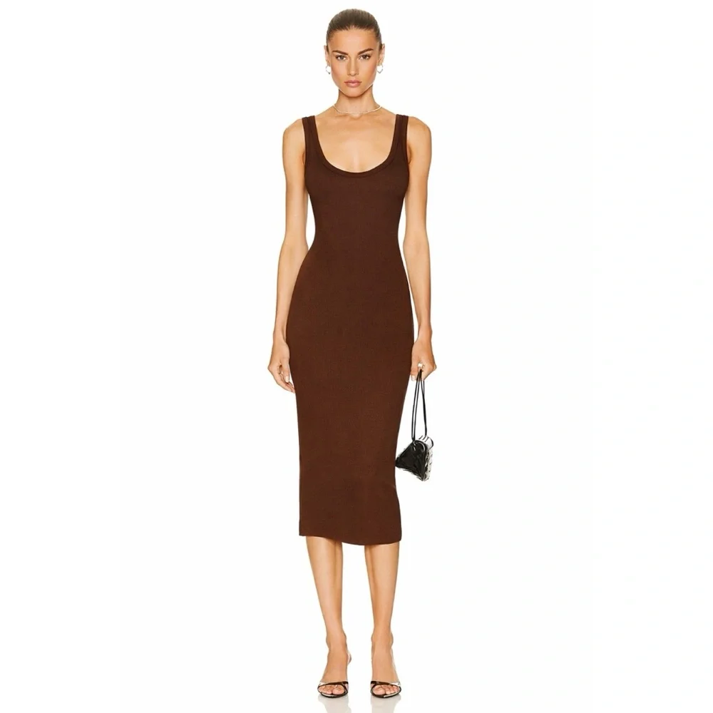 Cotton Citizen Verona Brown Ribbed Tank Midi Dress - Picture 3 of 4